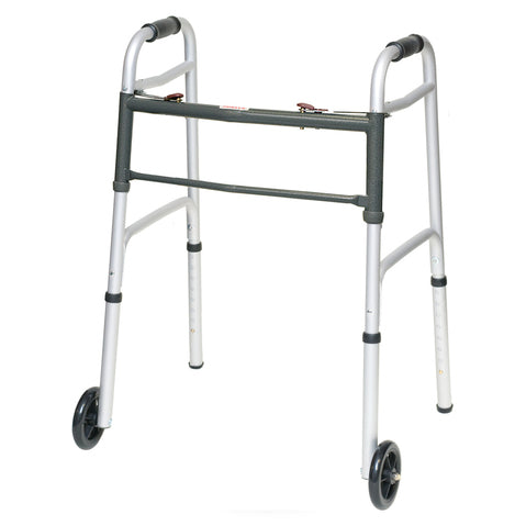 ProBasics Aluminum Two-Button Release Folding Junior Walker With 5" Wheels