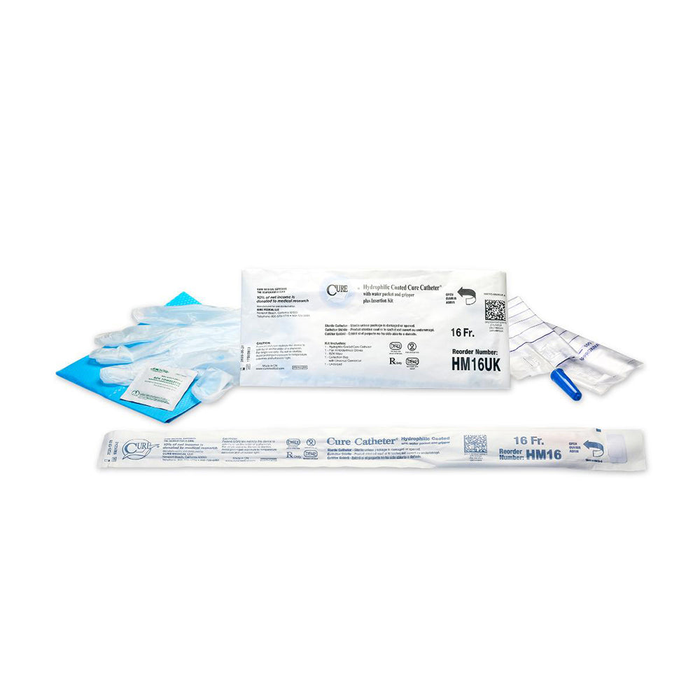 Hydrophilic Cure Catheter® - Male 16" / Straight Tip with Kit
