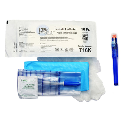 Cure Twist® Catheter – Female 6" Straight Tip, Pre-Lubricated with Insertion Kit