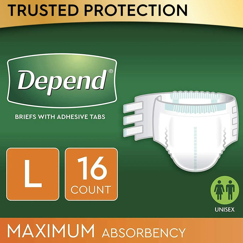 Depend Protection Diapers with Tabs, Maximum