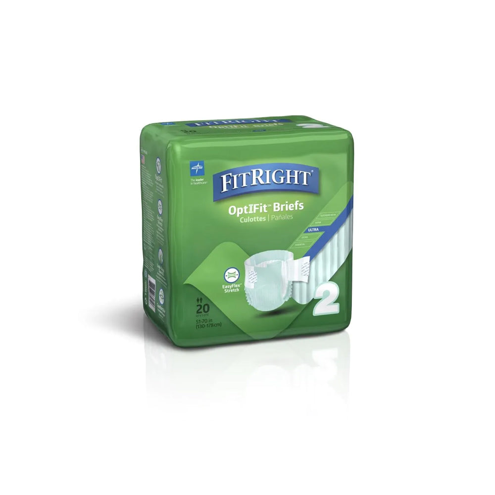 FitRight OptiFit Ultra Incontinence Briefs with Center Tab Adult Diapers, Heavy Absorbency