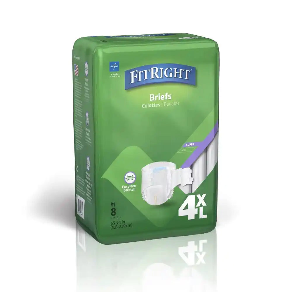 FitRight Baribrief Incontinence Briefs Adult Diapers with Tabs, Overnight Absorbency