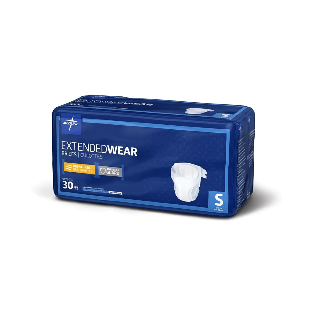 Medline Extended Wear Briefs with Tabs, Overnight Absorbency