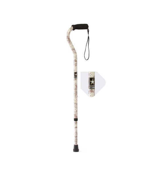 Offset Cane, Camo Pattern with Army Logo