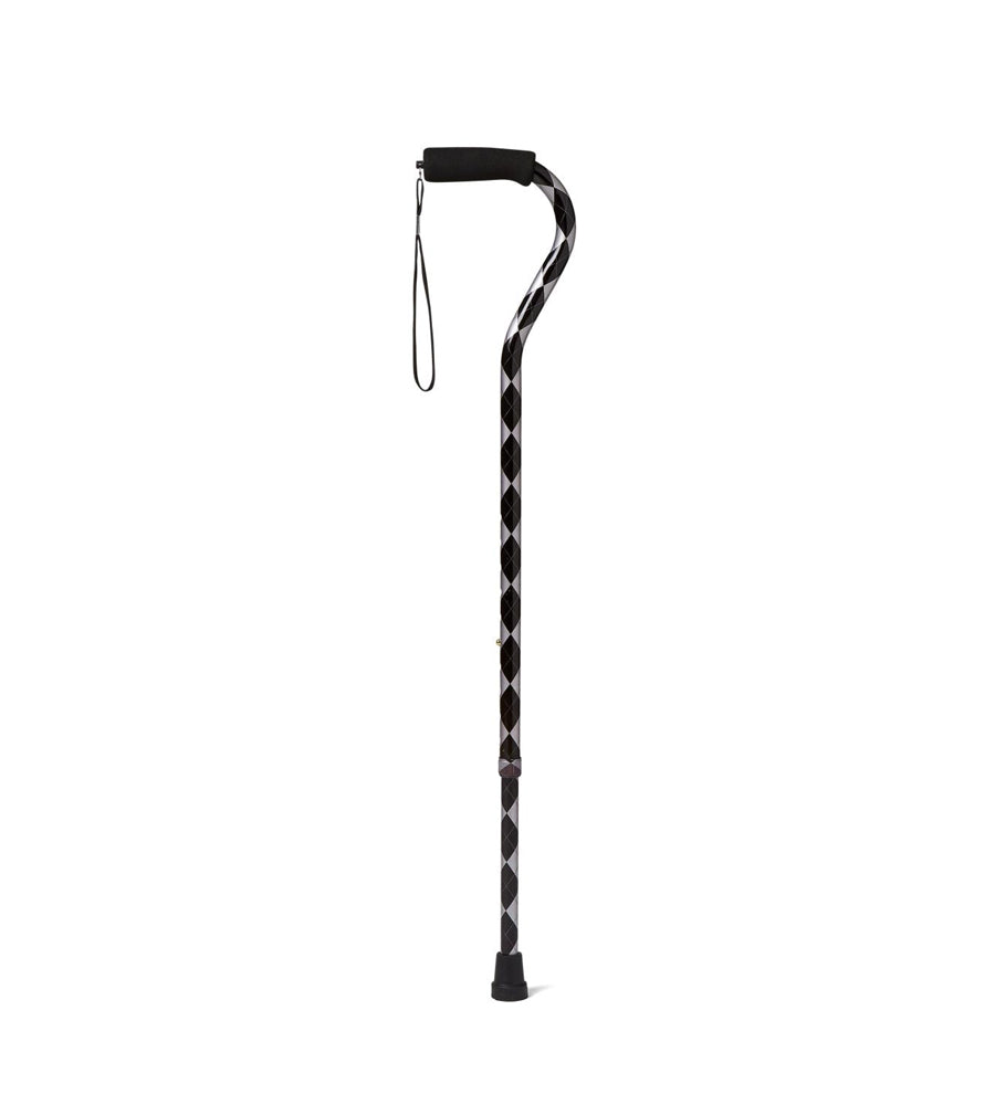 Offset Cane, Black Argyle, Aluminum