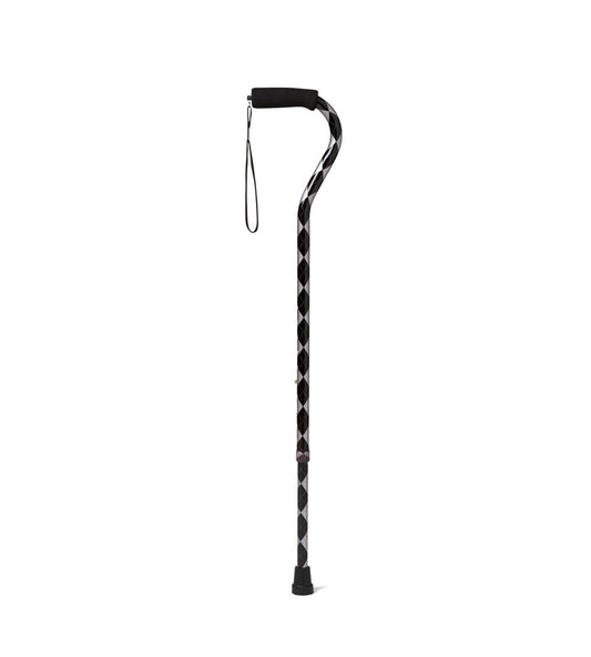 Offset Cane, Black Argyle, Aluminum